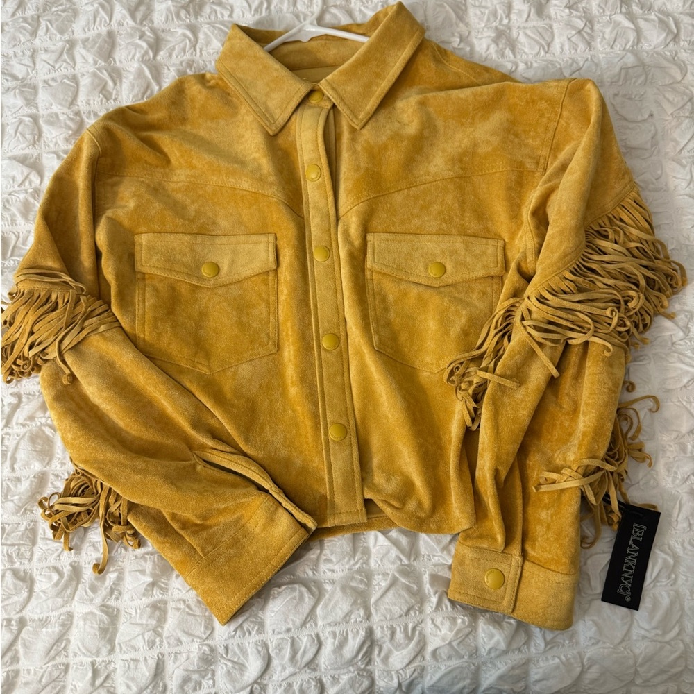 Blank NYC Faux Suede Fringe Jacket
